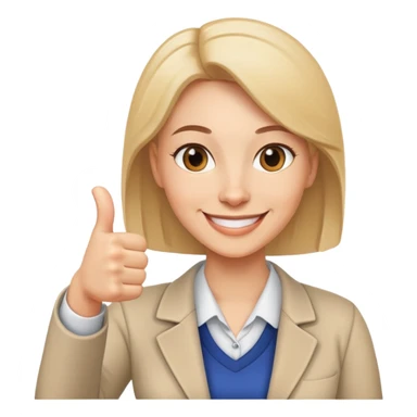A female teacher happy with thumbs up  sticker