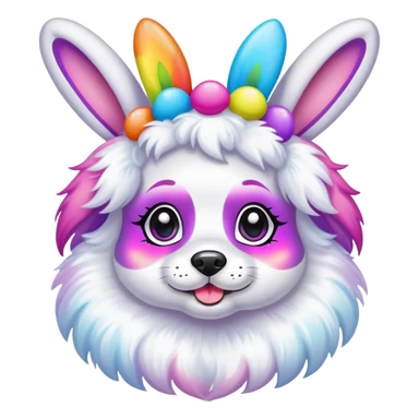 Lisa Frank Easter bunny headband on dog sticker