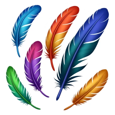 Different colored feathers different sizes upside down right side up curled straight floating ￼ sticker