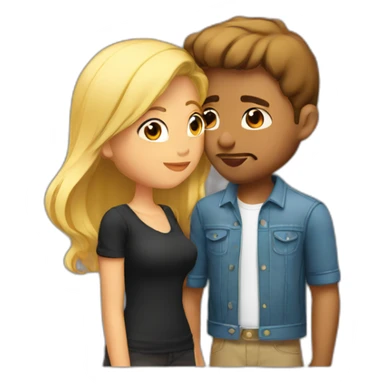 kissing mix couple sticker