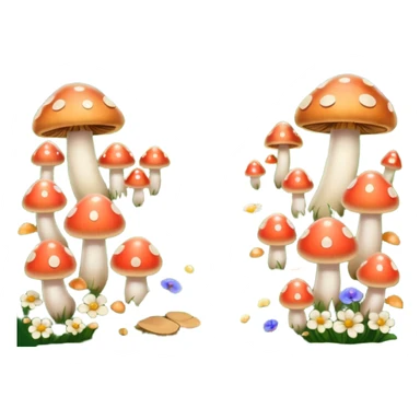 Una pradera con muchas setas y hadas sticker