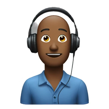 Man giving a podcast with a headphone and a mic sticker