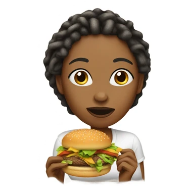 A lady with locs eating a burger sticker