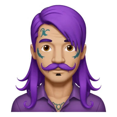  long purple haired man, mustached and face tattoes sticker
