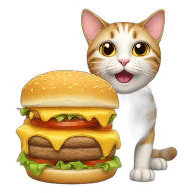 Cat eat a burger sticker
