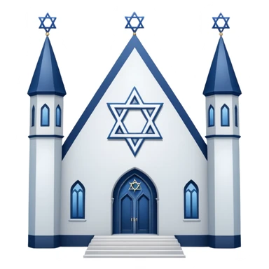 reform jewish synagogue similar to historical religious architecture in europe. the building should be white in color, feature gothic architectural elements and star of david as main symbol. no crosses, no christian symbols, no blue colors and no visual associations with israel. ios style. sticker