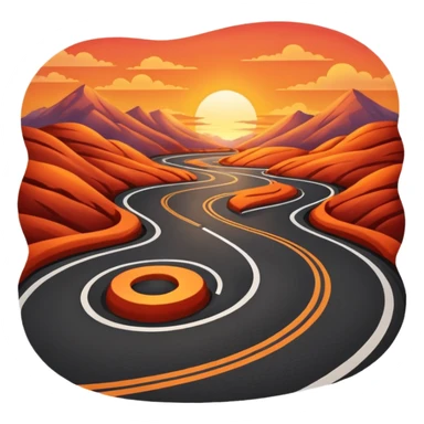road with sunset sticker