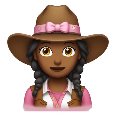 Hello kitty face COWGIRL  brown hai  sticker