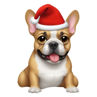 Frenchie dog with Christmas hat sticker