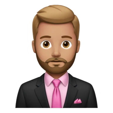 bearded man with pink tie and blazer sticker