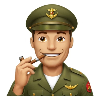 brauny cool jungle commando smoking a cigar with a grin sticker