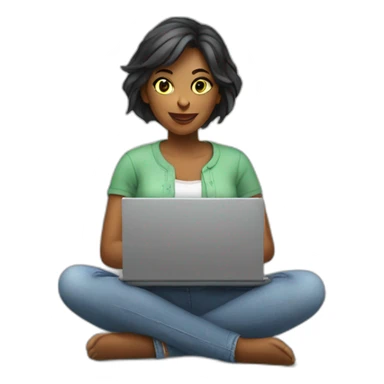 woman with laptop and money sticker
