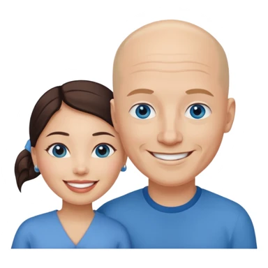 Bald white man blue eyes in love with Filipina woman sticker