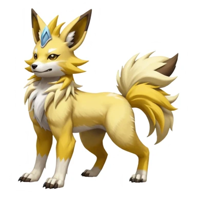Feral Quadrupedal Digitigrade Manectric-Jolteon-Lycanroc-Furret-Renamon-Zeraora-fusion-hybrid-creature, full body  sticker