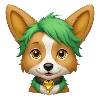 green haired dog with big ear piercing on tip of the ear sticker