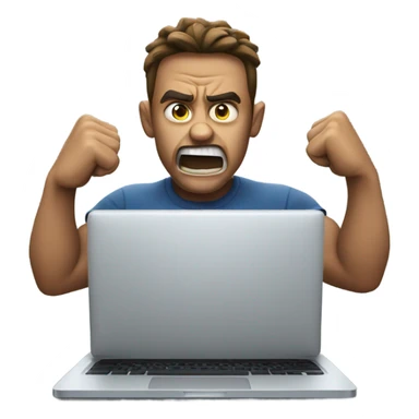 Man smashing laptop sticker