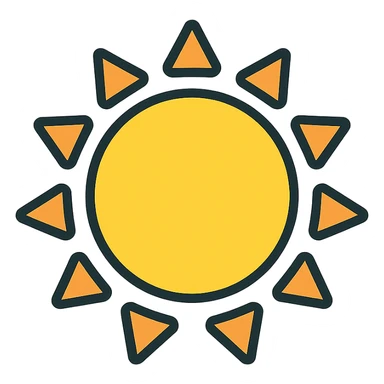 minimalist sun icon with thin colored outline and no face sticker