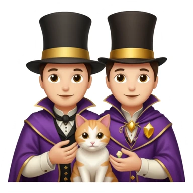 magician couple and their pet cat sticker