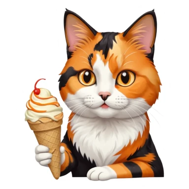 Cat with a ice cream and waching an Ipad sticker