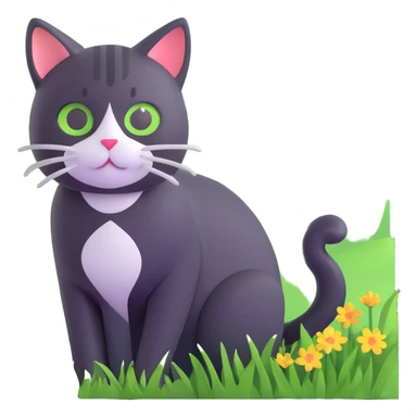 cat on a green meadow with mountains, Switzerland sticker