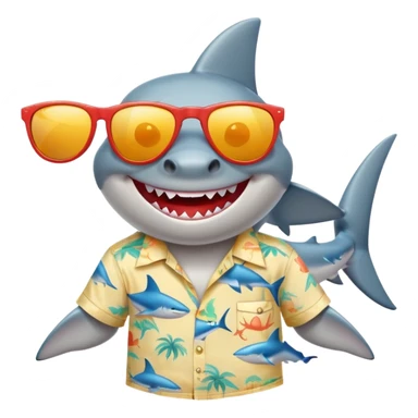 Cool shark with sun glasses and beach shirt sticker