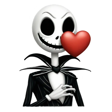 a little jack skellington holding a heart sticker