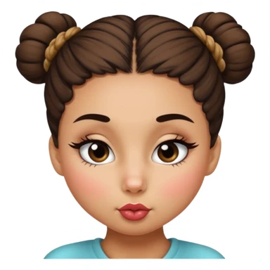 browskin girl with a bun and lashes doing kissy face sticker