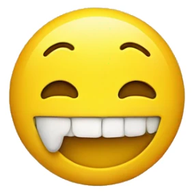 smiling face with yellow bone in its mouth sticker