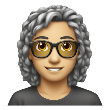 jeunes dj avec lunettes rectanges ronds grise yeux brun cheuveux bun peau beige sticker