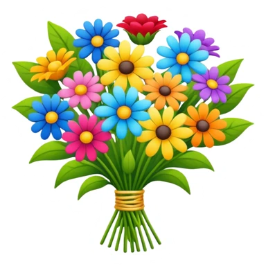 colorful bouquet flower in a line   sticker