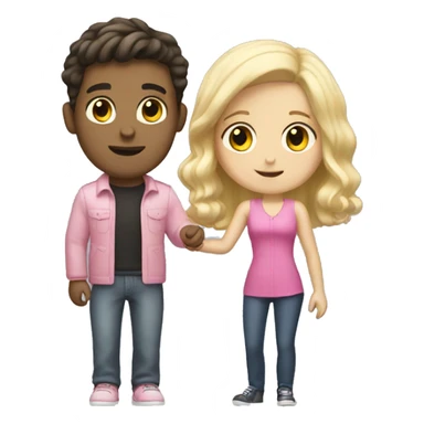 white boy with dark hair buying blonde girl pink car sticker