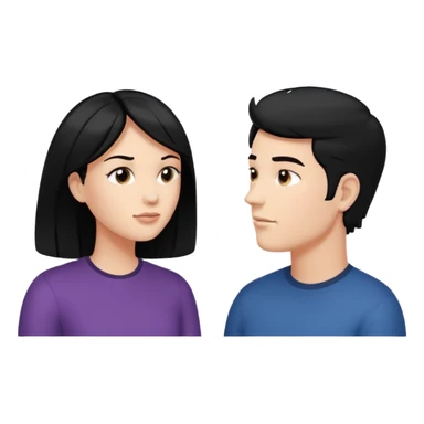 a person chatting up another person, one white male with black hair, one white woman facing each other talking with strictly white speech bubbles above their head,  sticker