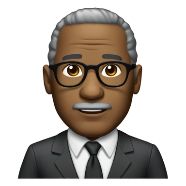 oj Simpson with small round face and suit and glasses and buzz cut and small black eyes and small gray beard and small black eyes and wrinkled forehead sticker