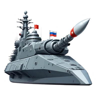Colossal Russian space warship with flag coloration and heavy armaments sticker