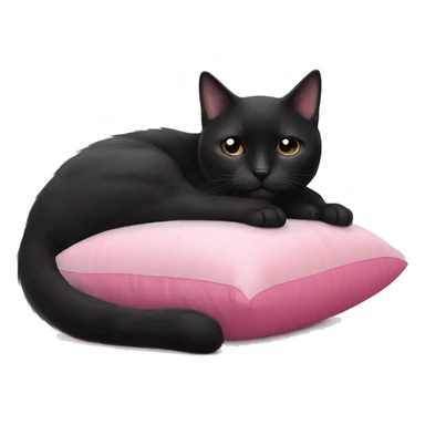 black cat with white elements laying on pink pillow sticker