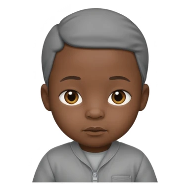 Black baby with straight face in a grey jumpsuit sticker