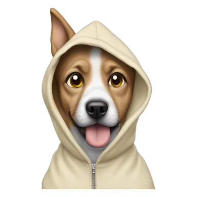 dog hearing a hoodie sticker