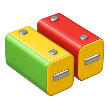 Minimalist battery icon with three segments: green (full), yellow (half), red (empty). Soft edges, symbolizing energy and self-check. sticker
