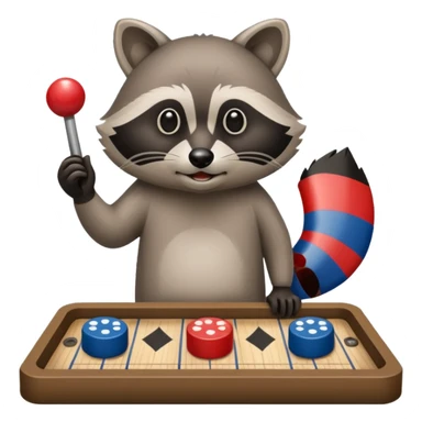 Raccoon playing deck shuffleboard sticker
