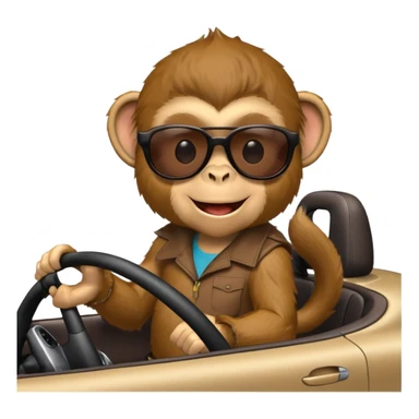 a monkey driving a car
 sticker