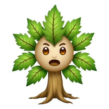 woodland spirit jump scare reaction with leaf hair standing up sticker