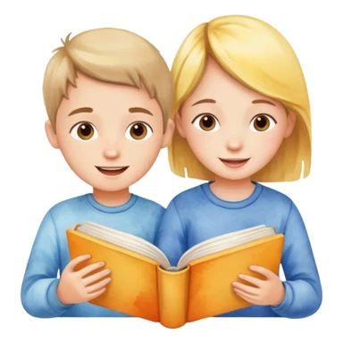 watercolor books and children  sticker