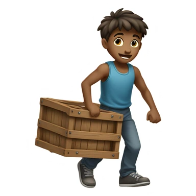 boy carrying crate sticker