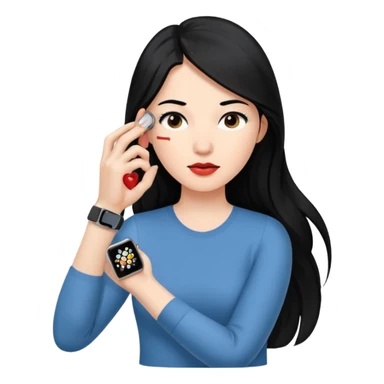 mujer cabello negro largo piel blanca con apple watch en su muñeca midiendo hipertension sticker