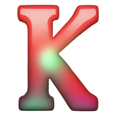 the letter (k) in red color with green aura on black background sticker