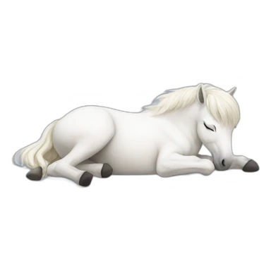 white pony sleeping lying on the ground sticker