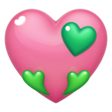 pink and green heart  sticker