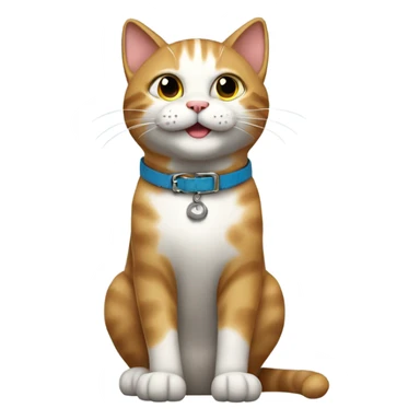 Happy cat, full body cat, cat collar, side perspective sticker