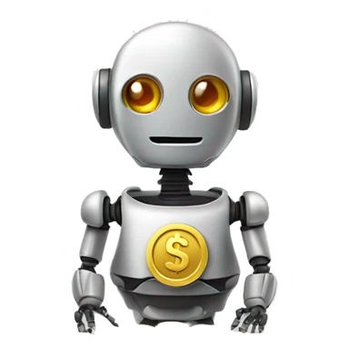 Cute robot with dollar coins sticker