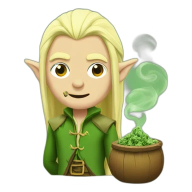 Legolas the elf smoking cannabis sticker